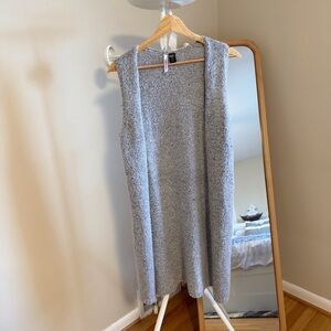 Gray Sleeveless Long Women's Sweater Duster